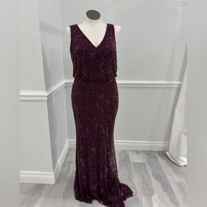 Mon Cheri Sparkle V-Neck Maxi Gown in Purple